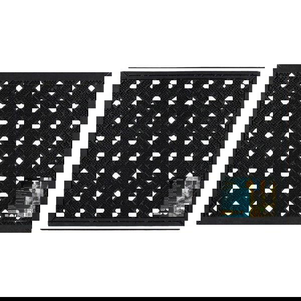 JVL Lattice Scraper Rubber Studs Doormat, 40x70cm, Black