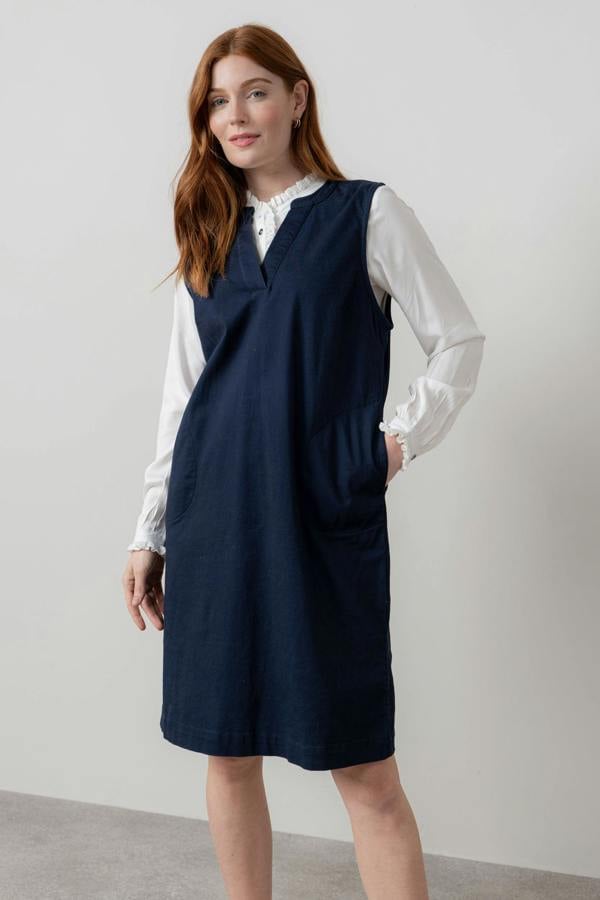 Lily & Me Belle Knee Length Stretch Twill Dress Navy