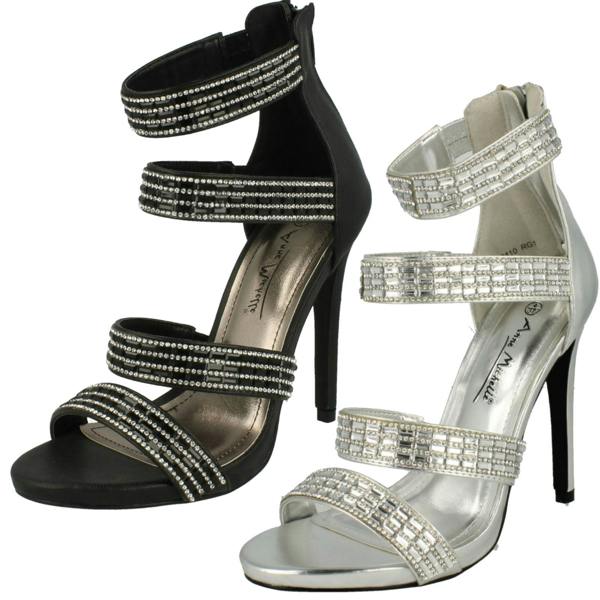 Anne Michelle Ladies Anne Michelle Strapy Zip Up Heeled Party Shoes