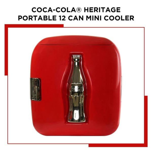 Coca-Cola 7.9L Mini Fridge – 12-Can Portable Cooler for Bedroom, Travel or Game Room (Red)