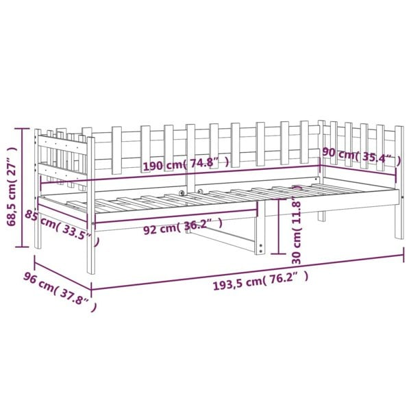 Berkfield Day Bed White 90x190 cm Solid Wood Pine