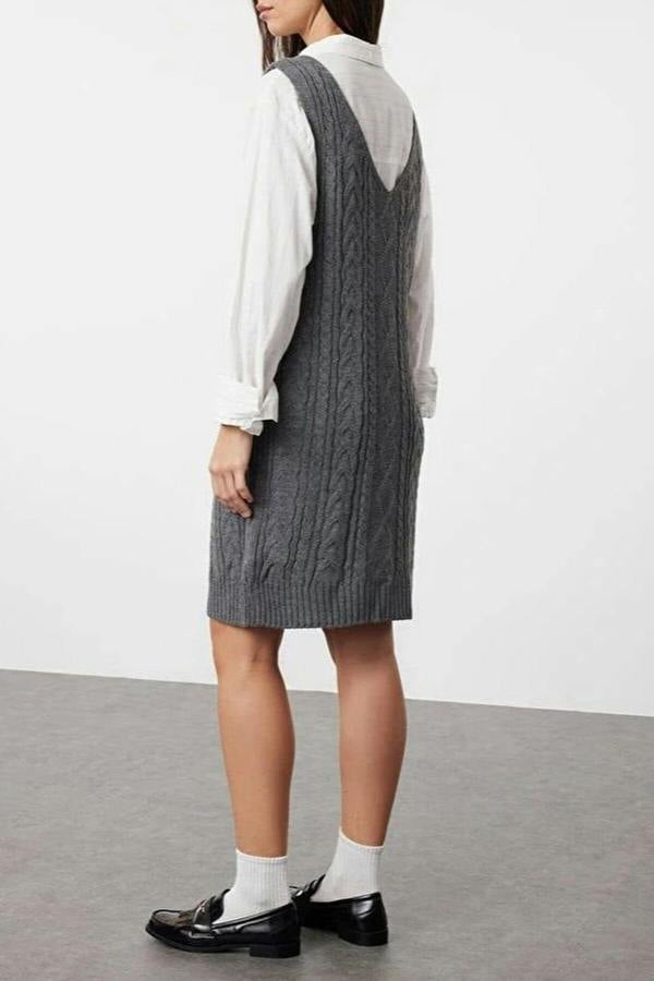 WOVCOR Mini Hair Knitted Knitwear Vest Dress