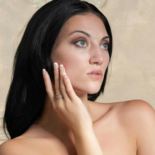 Adjustable Gold Plated Band Ring for Women with Cubic Zirconia Stones - namana.london