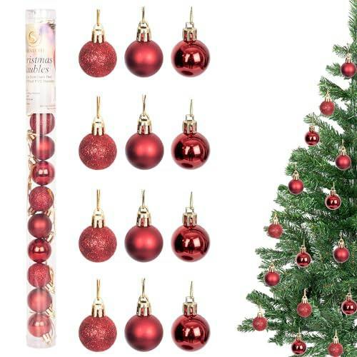 3cm Dark Red Shatterproof Christmas Baubles, 12 or 24 Pack for Festive Decorating image 5