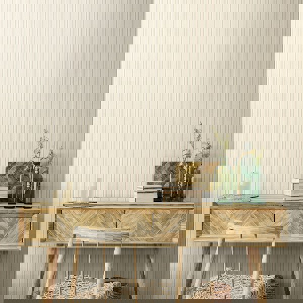 Hoopla Walls Chalk Stripe - Taupe 10m Wallpaper