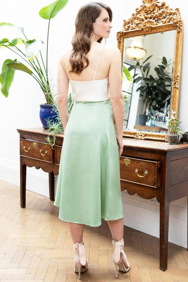 HotSquash Satin Midi Skirt with Side Split