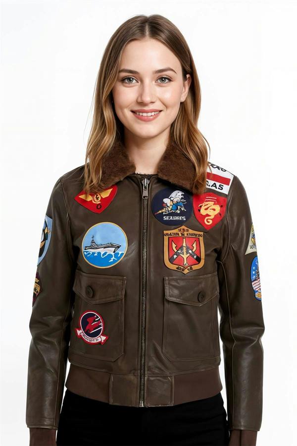 Infinity Leather Women's A2 Top Gun Leather Bomber Jacket-Sunbury