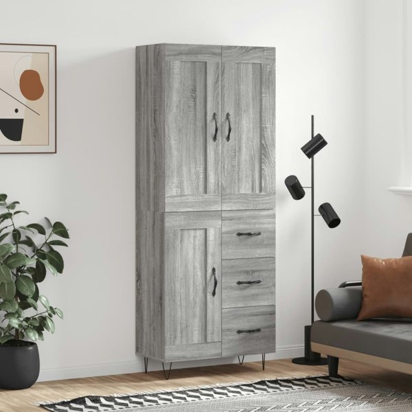 Berkfield Highboard Grey Sonoma 69.5x34x180 cm Engineered Wood
