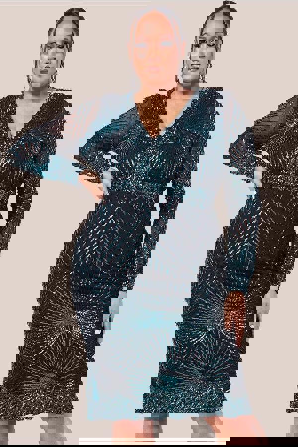 Scalloped Hem Starburst Midi Dress - Emerald DR2617P