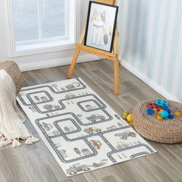 Livabliss Lillian LLL2347 Kids Beige Grey Orange Washable Rug - 80 x 150 cm