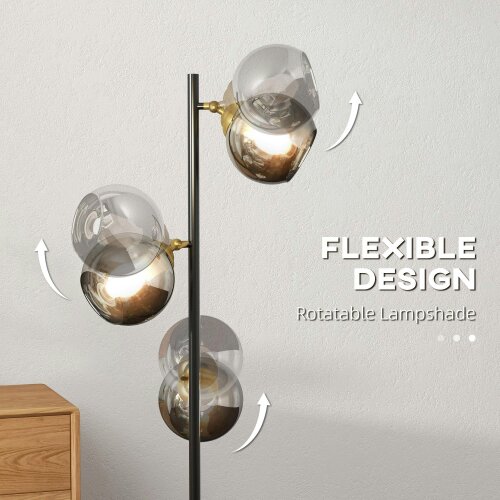 Wyld Haus Kaviro Metal Grey 3 Light Tree Floor Lamp Modern Standing Design 162 cm