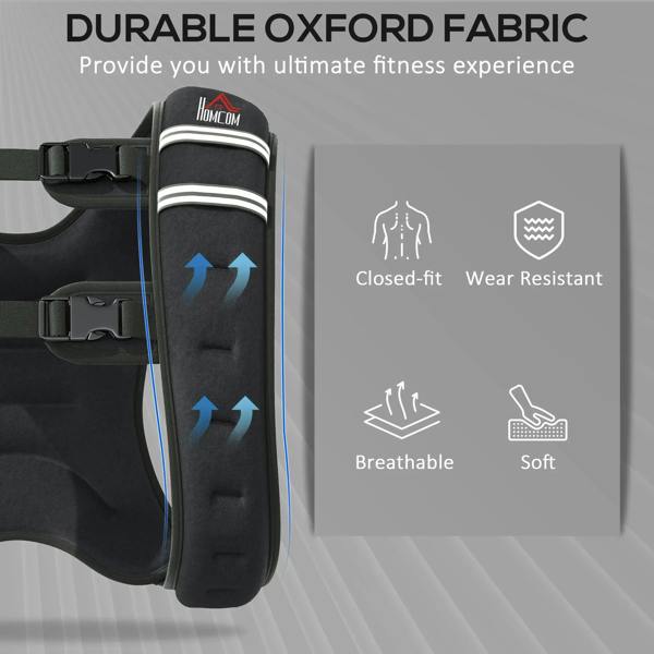 Black weighted vest with reflective striped support bands and padded center panel