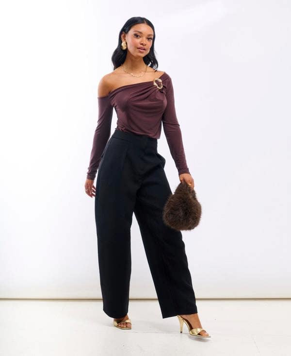 Needs No Label Chocolate Jersey Hardware Top