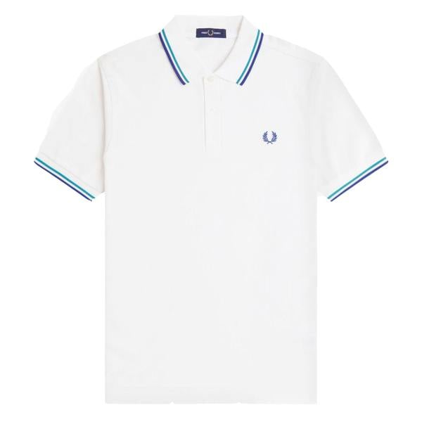 Fred Perry Twin Tipped Polo Shirt Snow White/Deep Mint/Soho Eclipse