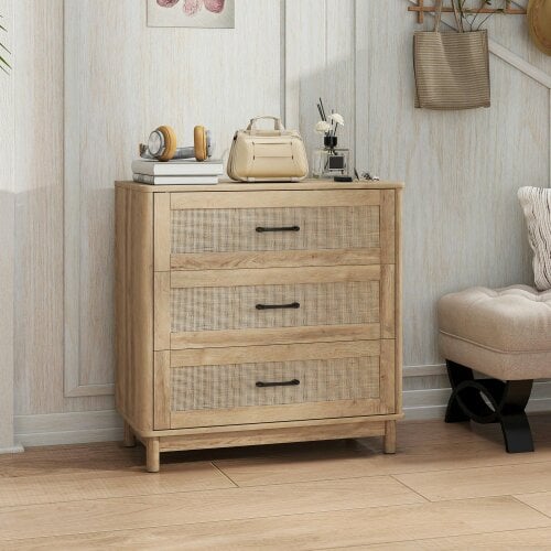 Wyld Haus Zima Wood Oak Finish 3 Drawer Storage Chest 76 cm Wide