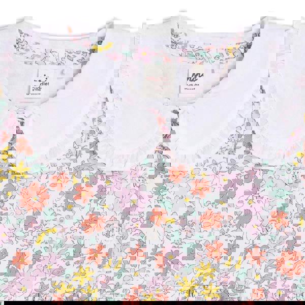 Baby Girls Peter Pan Collar Floral Printed Dress with Tights, Multicolour - Minicuddles