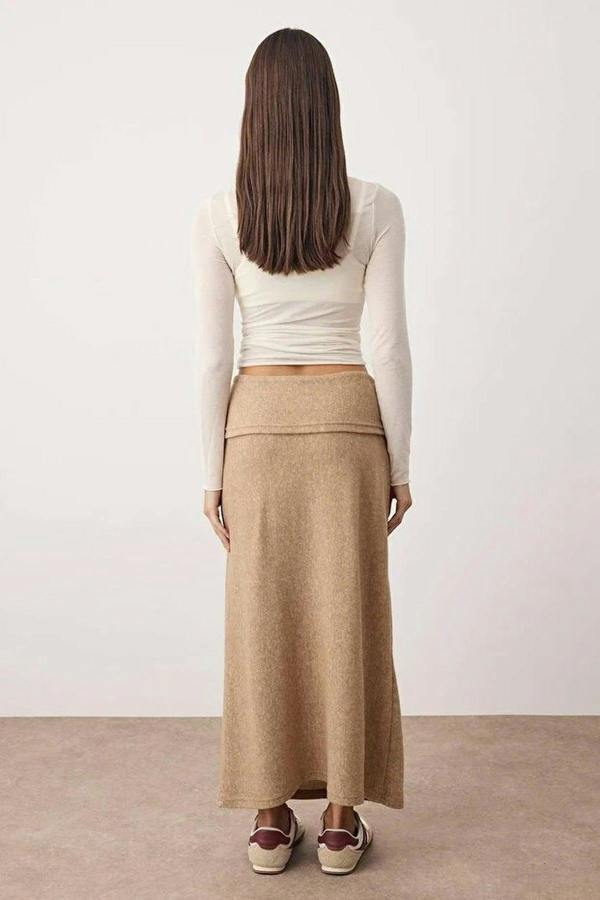 WOVCOR A-Line Knit Skirt with Folded Waist