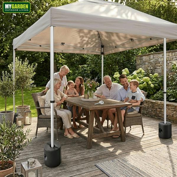 My Garden Outdoor Living My Garden Gazebo Weights 4 Pack - Fillable Marquee Leg Weights for 25mm Poles, Weather Resistant, Water or Sand Filled