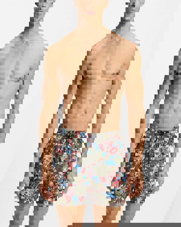 BOSS Orange Piranha Mens Tropical Print Quick-Drying Swim Shorts - Open Green 351