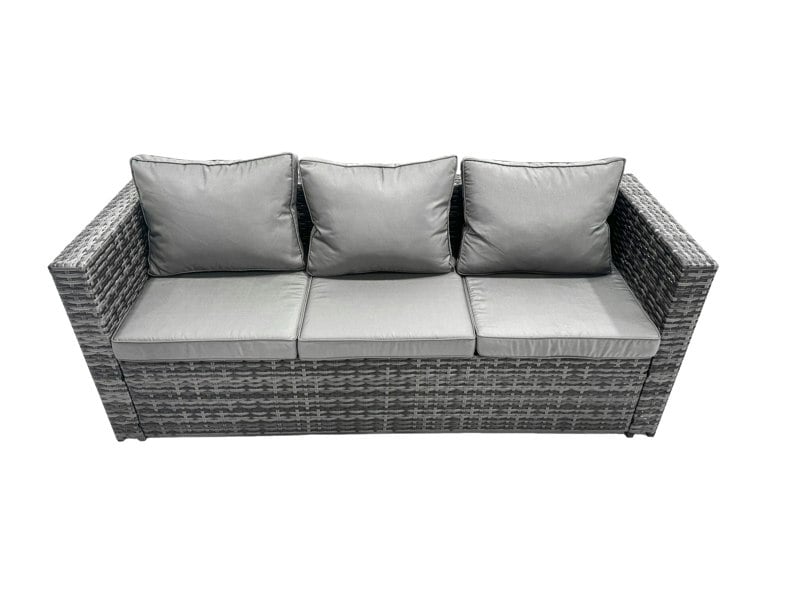 Fimous Lounge Dark Mixed Grey Rattan Sofa Set With 2 Table Stool Outdoor Garden Furniture Patio Side Table 5 Seater