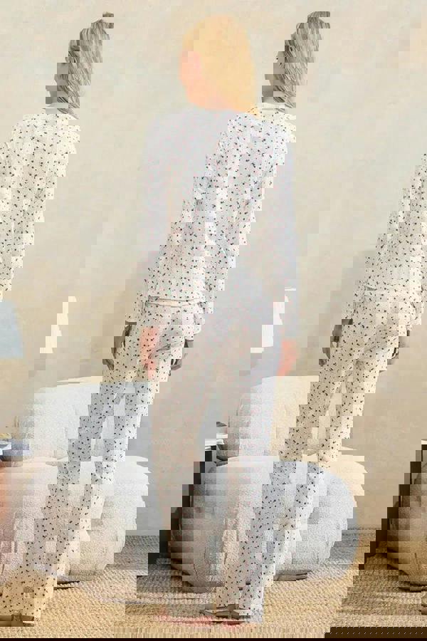 WOVCOR 3-Piece 100% Cotton Floral Lace Ribbed Knit Pajama Set