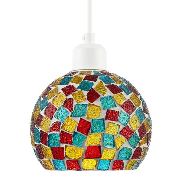 Multi-Colour Geometric Mosaic Dome Pendant Ceiling Lighting Shade Image 4
