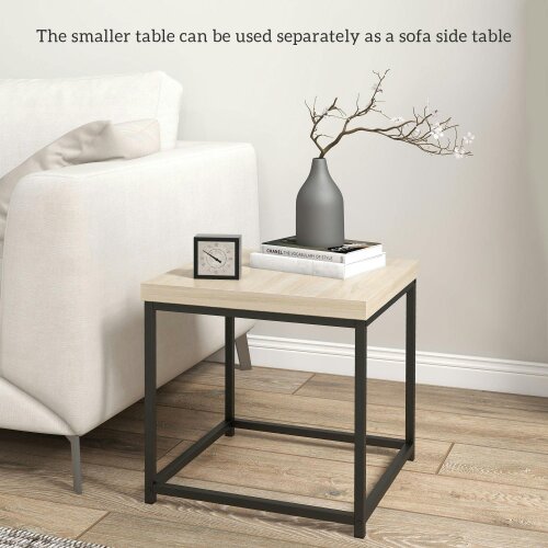 Wyld Haus Vattesa Wooden Oak Finish Set Of 2 Nesting Coffee Tables