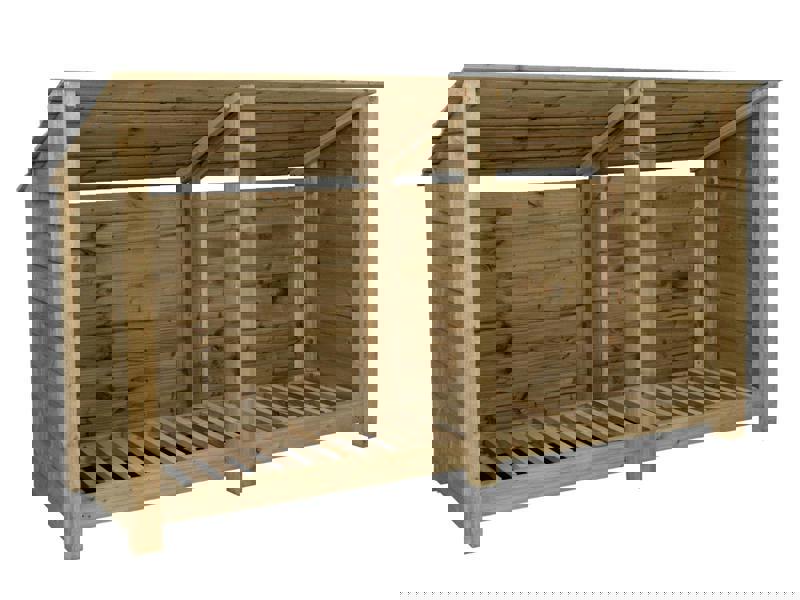 Arbor Garden Solutions Wooden Log Store (Roof Sloping Back) W-227cm, H-126cm or 180cm, D-88cm