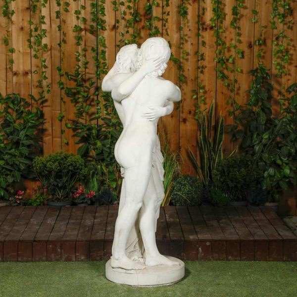 Large White Stone Kissing Lovers Statue 