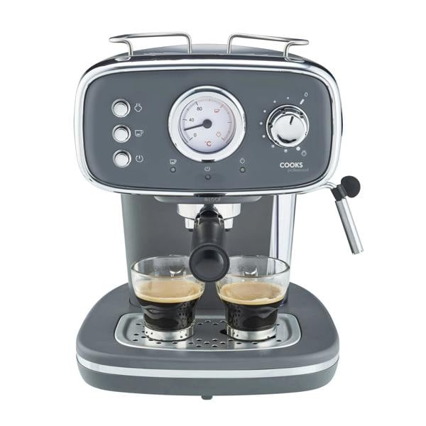 Cooks Professional Retro Espresso Machine | Grey