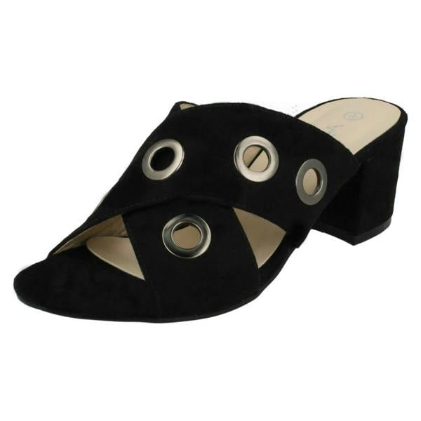 Anne Michelle Ladies Anne Michelle Mid Heel Cross Over Vamp Mules