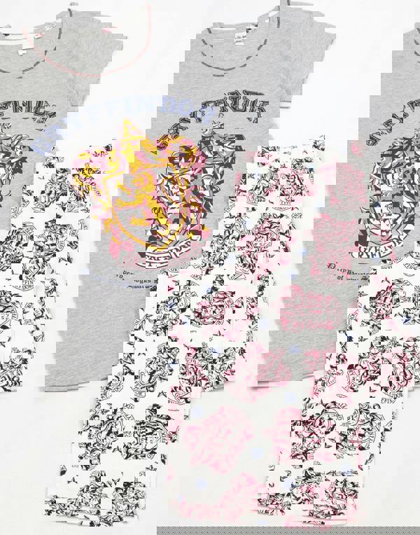 Harry Potter Womens Grey Gryffindor House Crest Short Sleeve Long Leg Pyjama Set