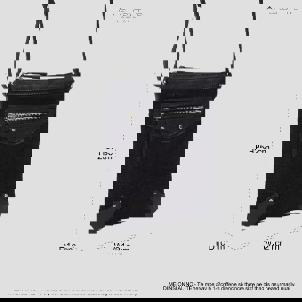 Assots London 'JANET' Black Real Leather Crossbody Sling Bag