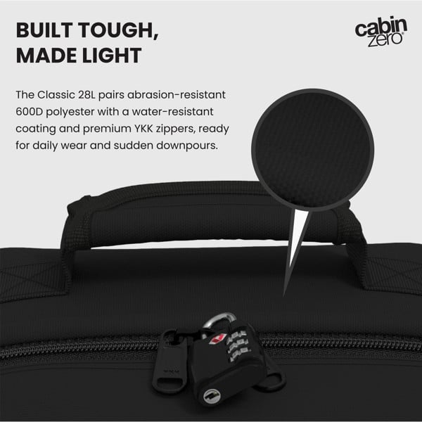CabinZero Classic Cabin Backpack 28L, Underseat-Approved Carry On, Lightweight Travel Bag for Flights