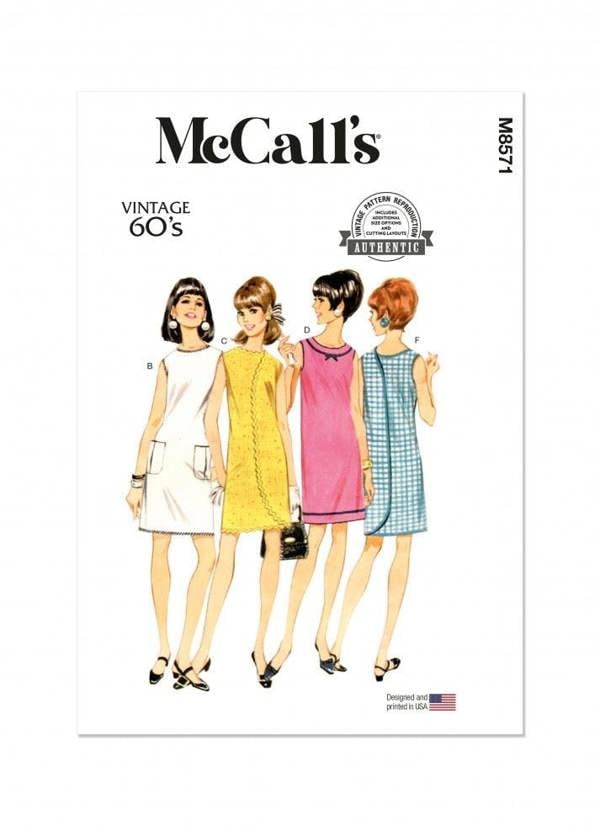 McCalls 8571 Paper Sewing Pattern – Women's Vintage Dress, Size S-XXL, Easy