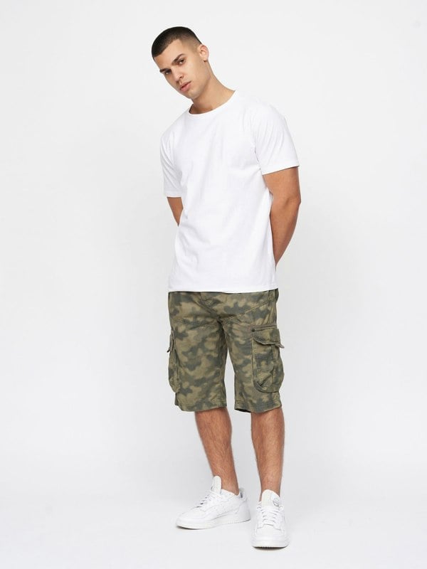 Crosshatch Hanwhere Combat Shorts Dark Green Camo