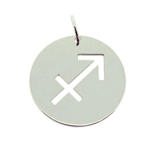 Christopher James of London Sterling Silver 24mm Round Zodiac Pendant With Optional Chain