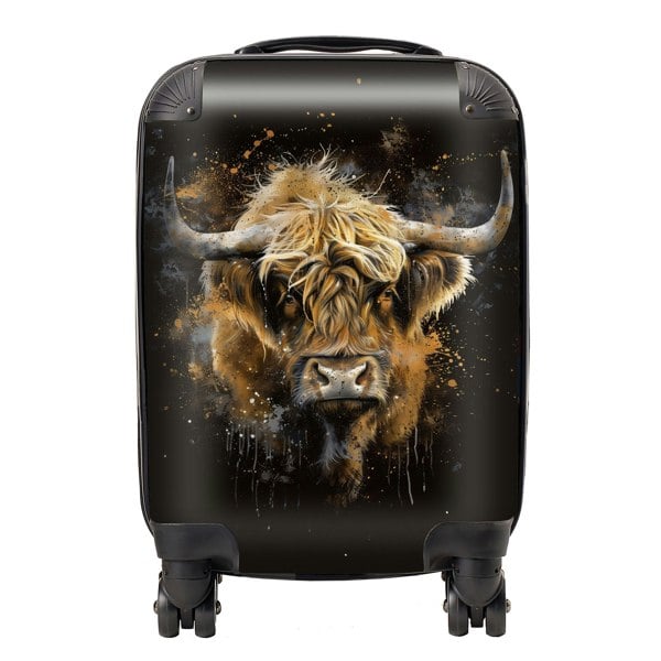 Warren Reed Bronze Splashart Highland Cow Suitcase