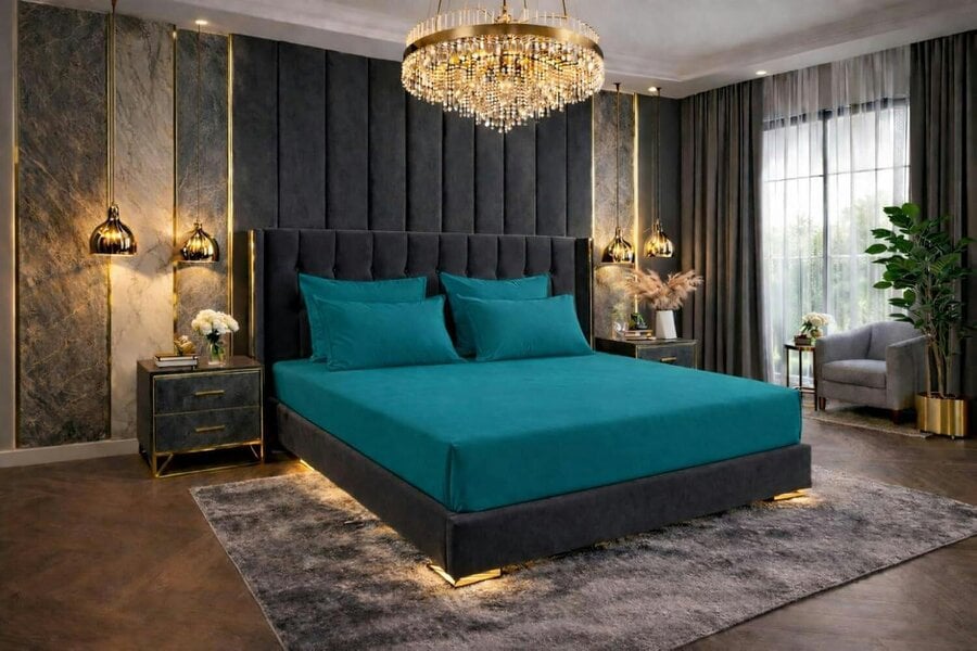 Night Zone Polycotton Fitted Sheet 25cm Deep – Soft Easy Care Elasticated Bedding - Teal