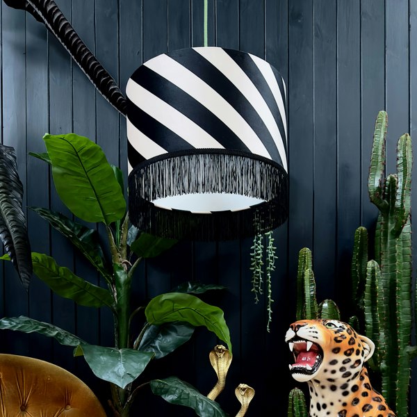 Love Frankie Liquorice Helter Skelter Velvet Lampshades With Fringing