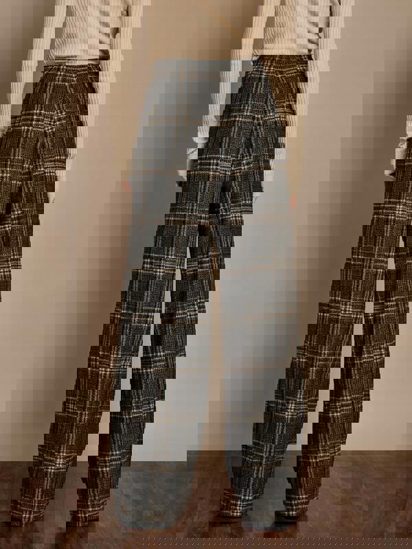 GWD Aimee Brown Check Wide-Leg Trouser