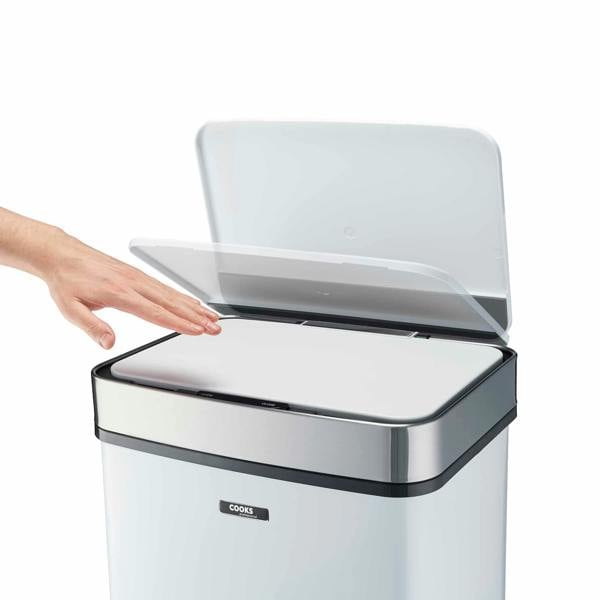 Cooks Professional 75L Sensor Recycling Bin with Food Caddy | White / Silver