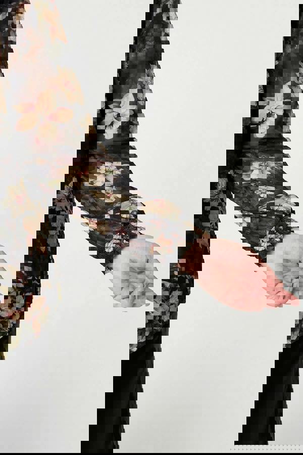 Green | Curve Floral Long Sleeve Layered Blouse