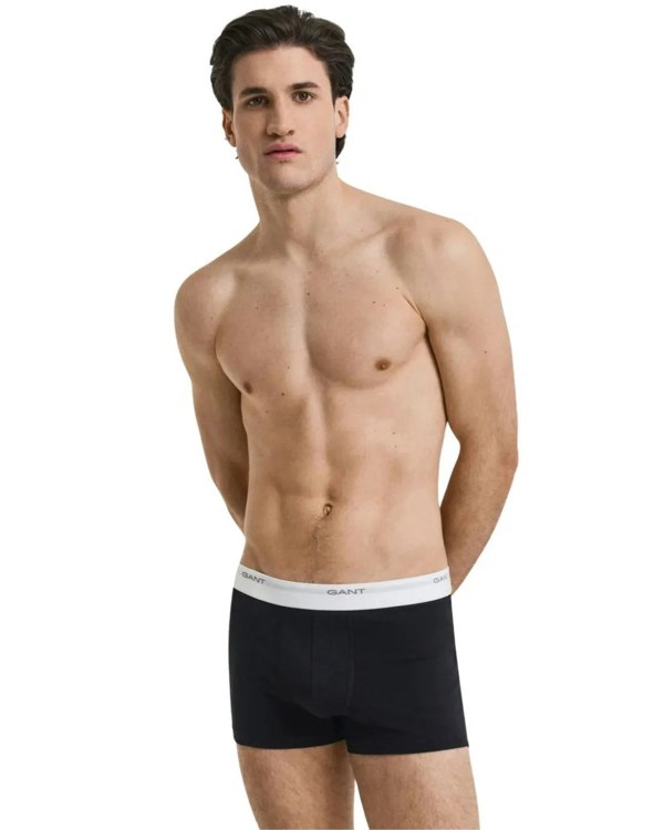 GANT 3-Pack Core Logo Boxer Trunks, Black/White/Grey