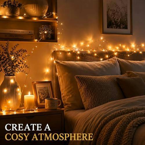 4m Warm White LED Battery Operated String Lights with Gold Copper Wire, 40 Mini LEDs, 2 Pack image 4