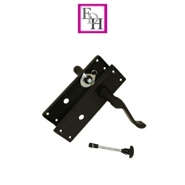 EDH Door Hardware Matt Black Modern Victorian Scroll Bathroom Door Handles and Bath Lock 1 Pair