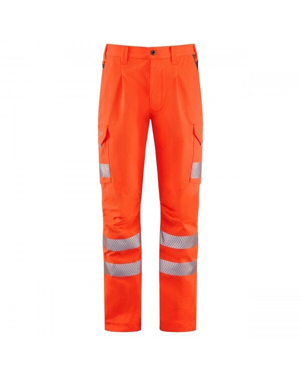 Leo Workwear Winsford EcoViz Stretch Cargo Trouser Orange