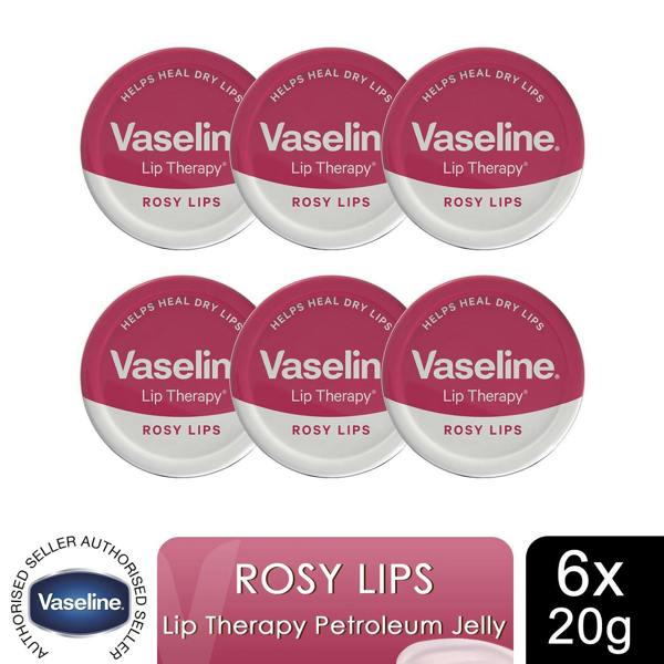 Vaseline Lip Therapy Rosy Lips 20gm Petroleum Jelly Tinted Lip Balm, 6 Pack