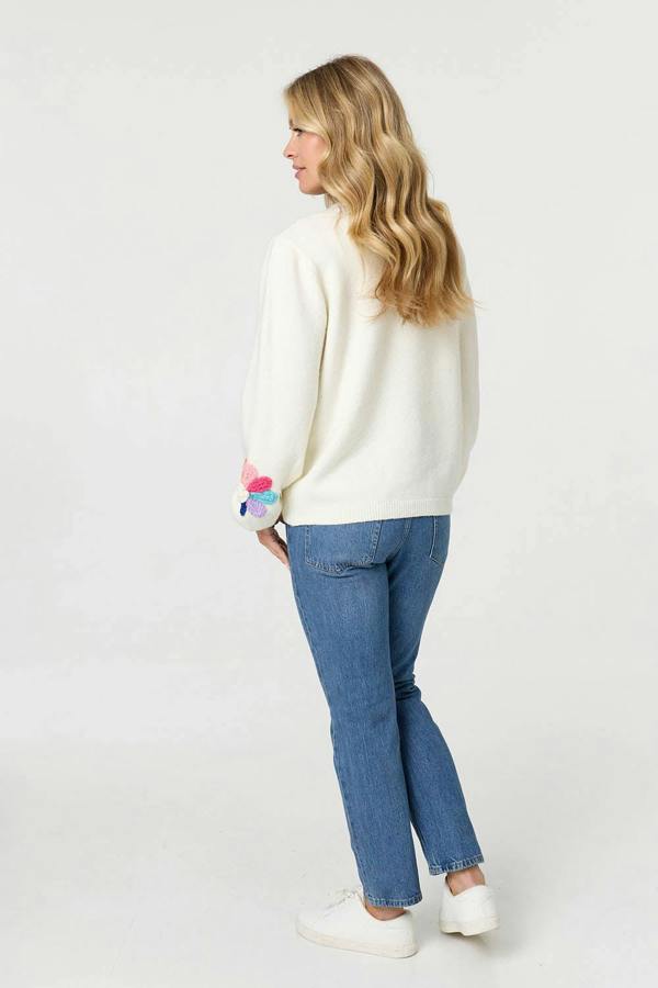 Izabel London Floral Embroidered Detail Jumper