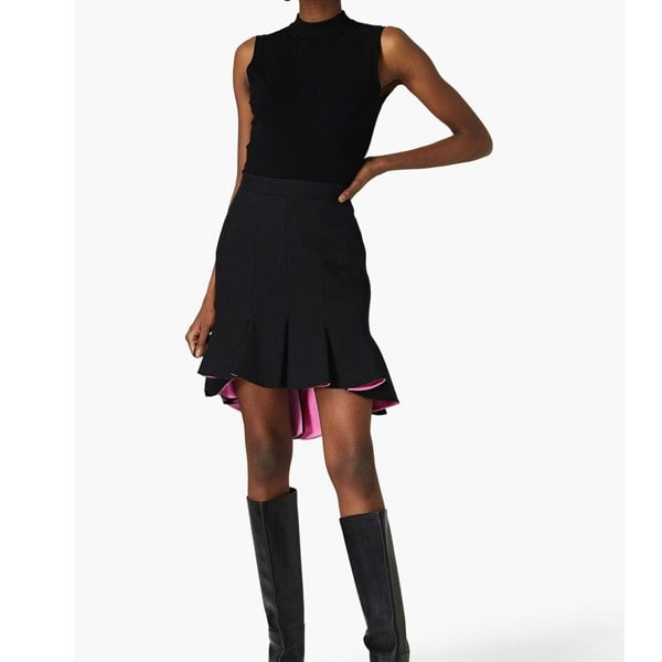 Alexander McQueen black pink peplum hem skirt 